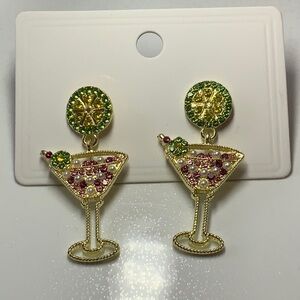 Gold and Green Cocktail Earrings